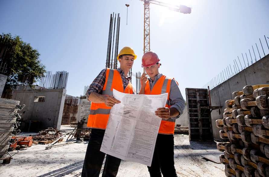 examining construction plans