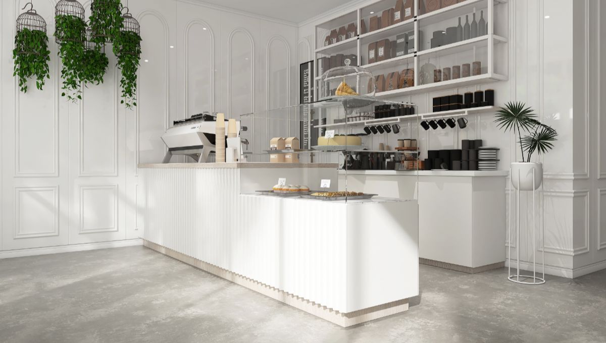 Finished retail interior with integrated lighting, customer-facing layout and display-ready commercial fit-out.