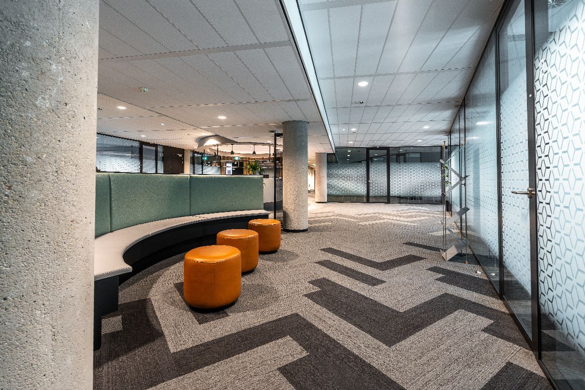 Completed commercial interior works with coordinated finishes