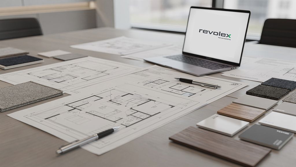 Commercial fit-out drawings and scope documents being reviewed for quotation.
