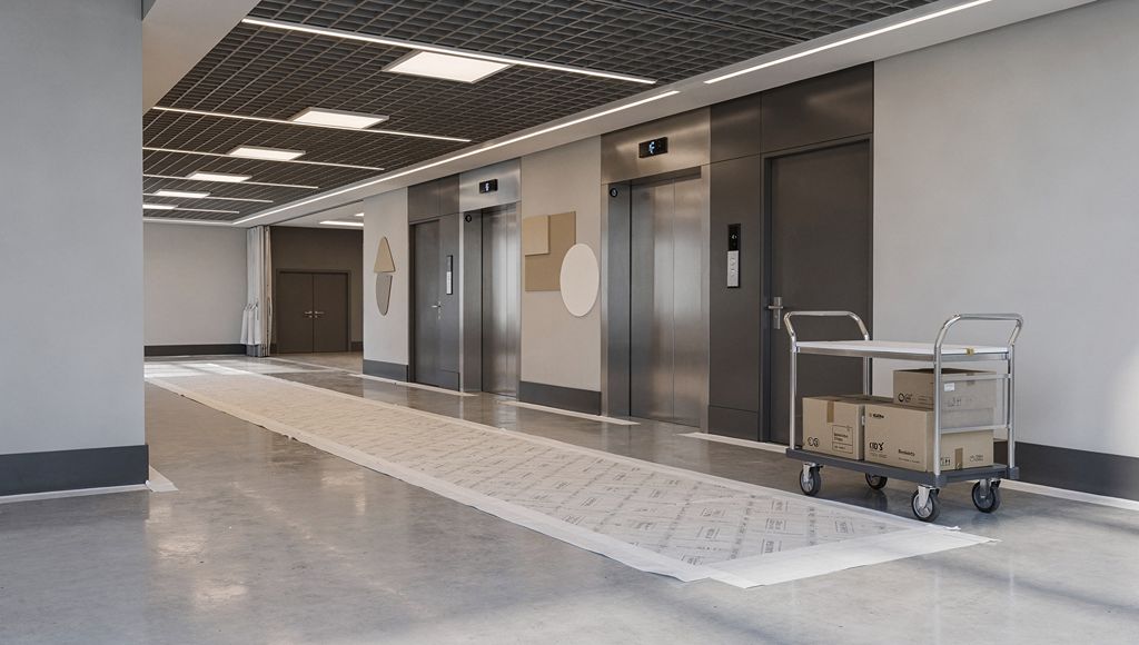 Site access details for a commercial fit-out project, including delivery and building constraints.