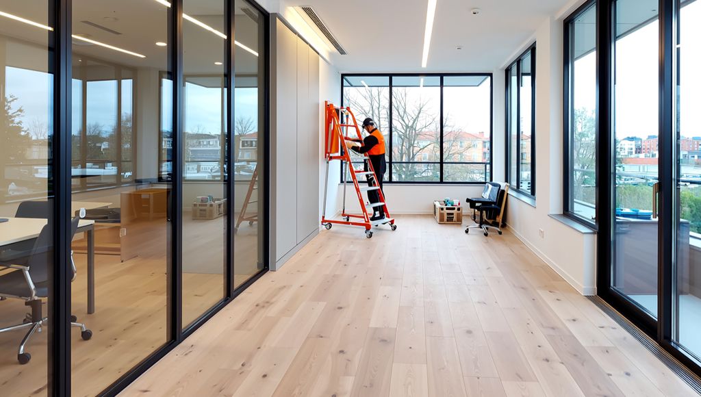 Commercial fit-out and refurbishment works in a modern office interior